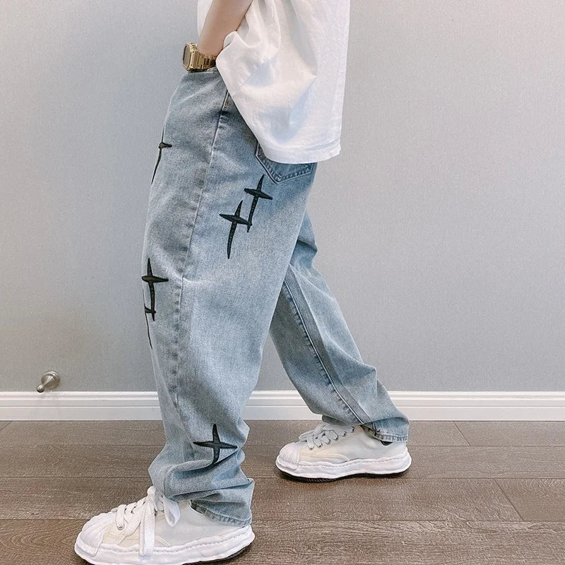Straight Casual Loose Denim Cargo Pants