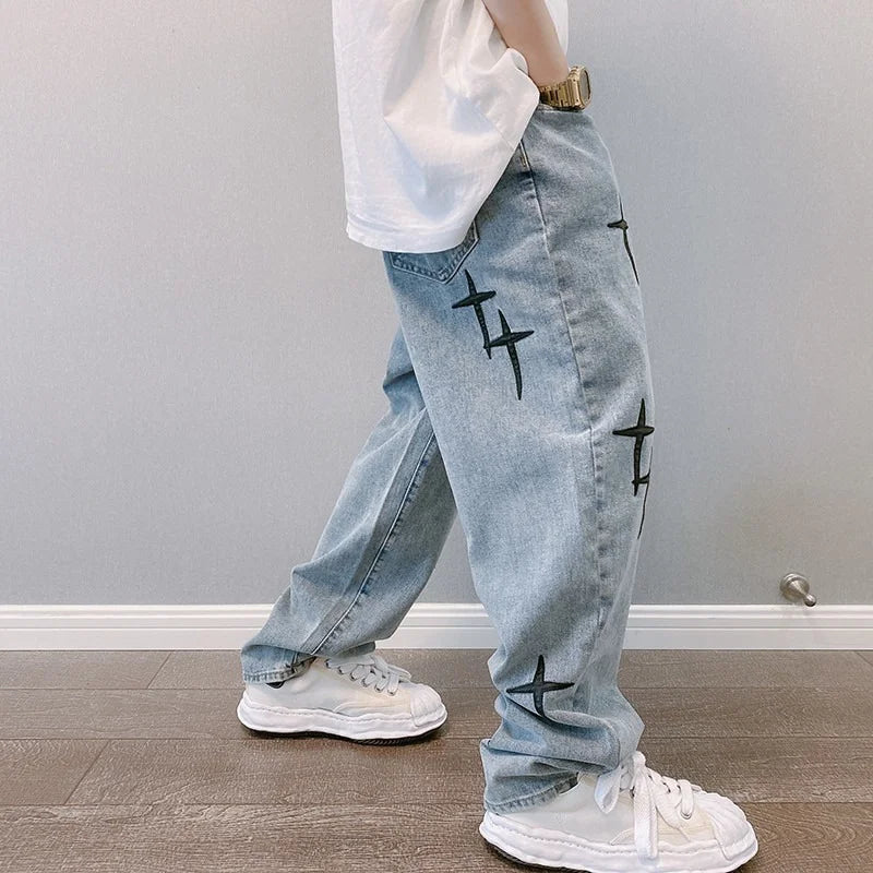 Straight Casual Loose Denim Cargo Pants