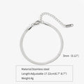 3mm Silver Colour Stainless Steel Flat Chain Bracelet