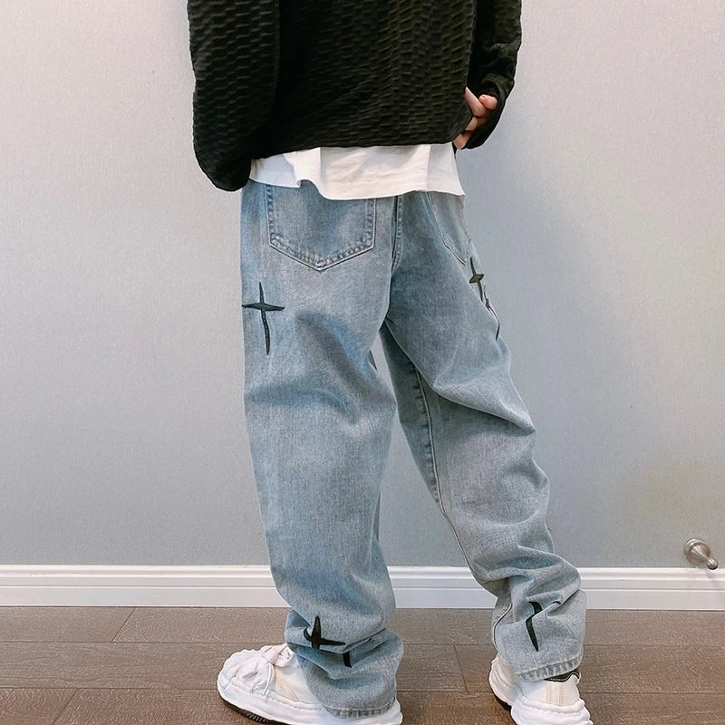 Straight Casual Loose Denim Cargo Pants