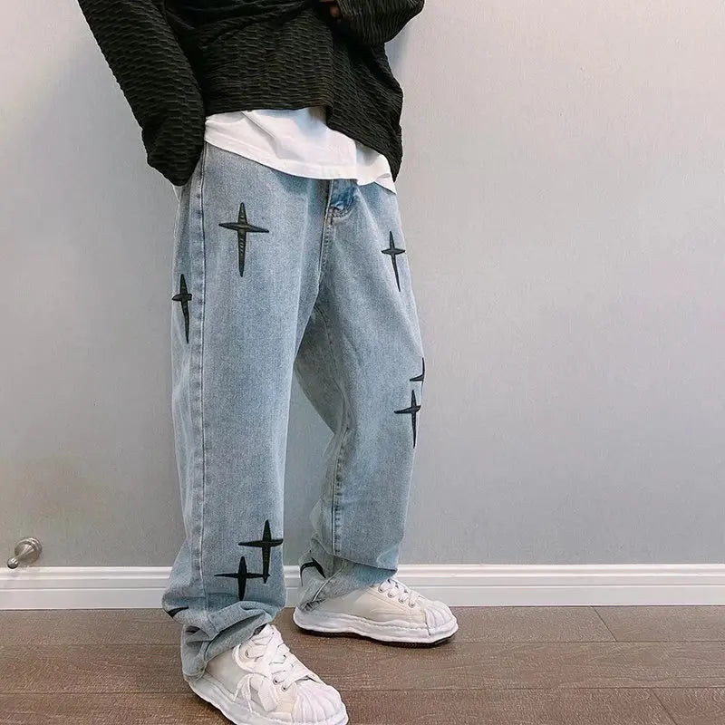 Straight Casual Loose Denim Cargo Pants
